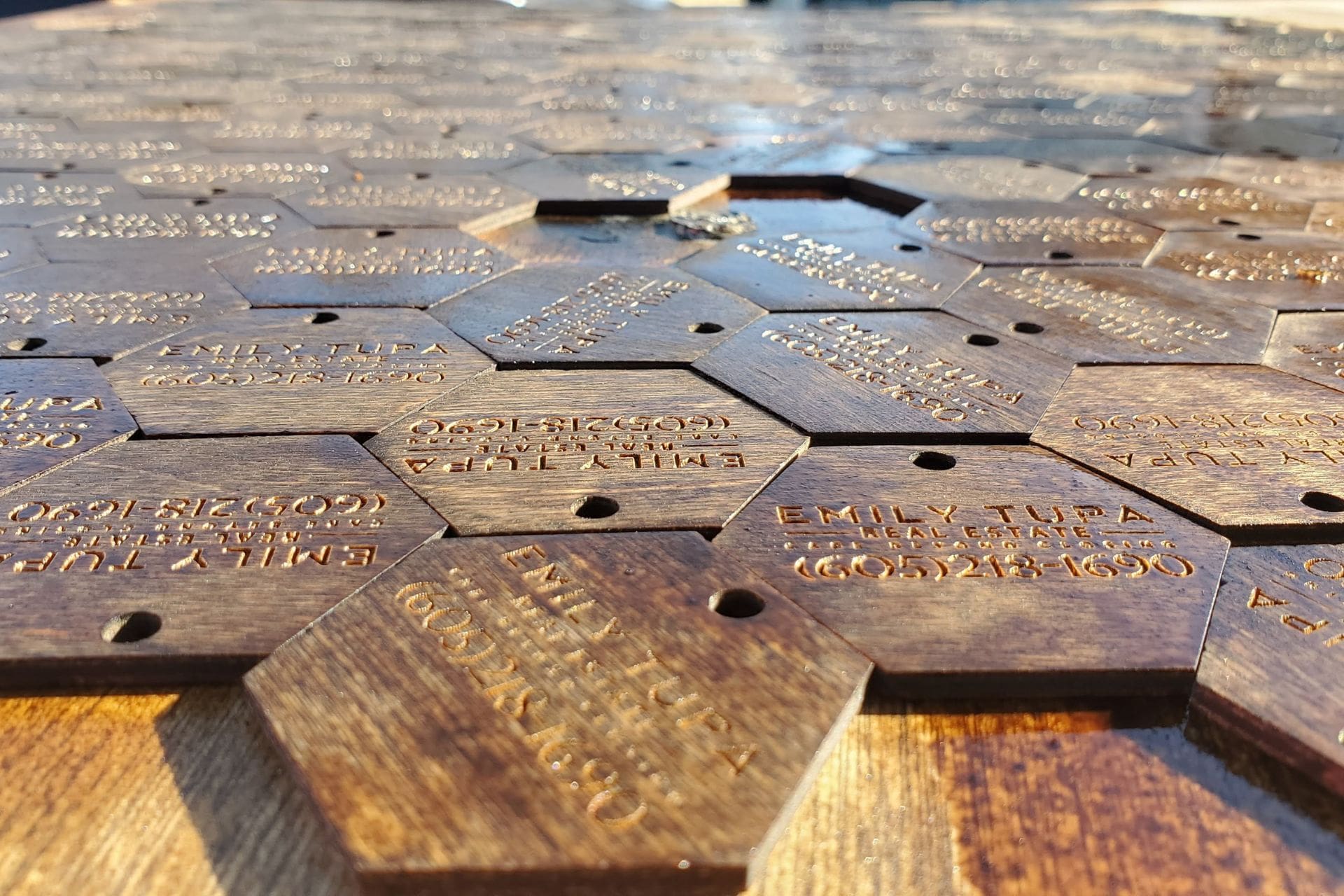 Wooden business card cut-outs