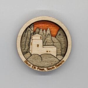 Custom wood magnet depicting Black Elk Peak in South Dakota