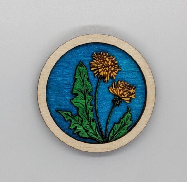 Custom Wood Dandelion Magnet