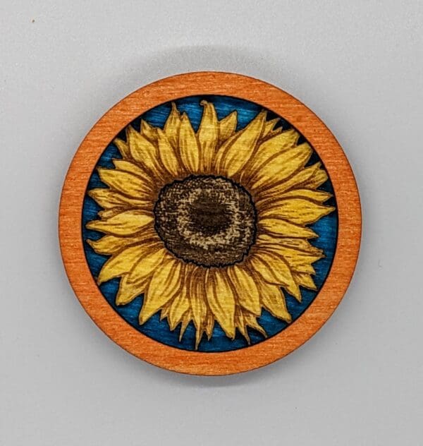 Custom Wood Sunflower Magnet