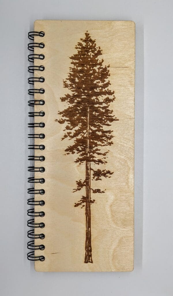 Custom wood journal cover with a ponderosa pine design