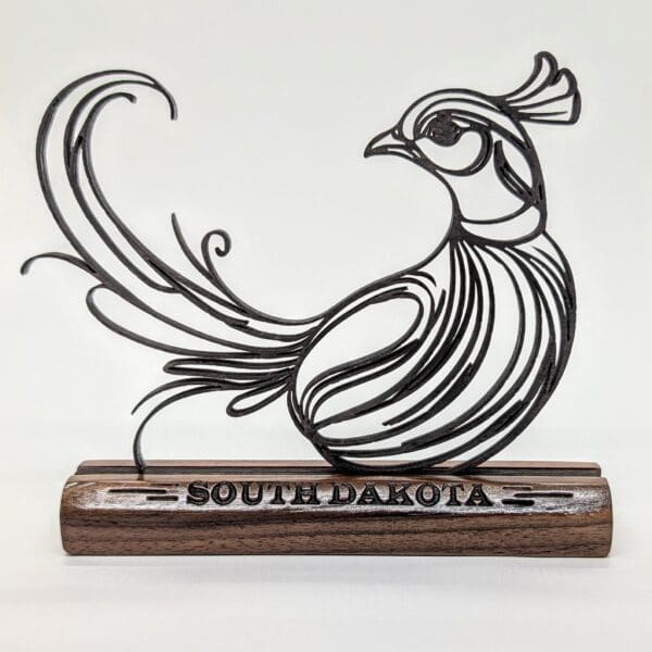 Custom wood continuous line pheasant sculpture