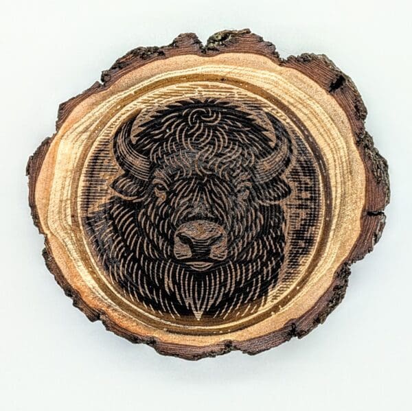 Custom wood buffalo cookie coaster