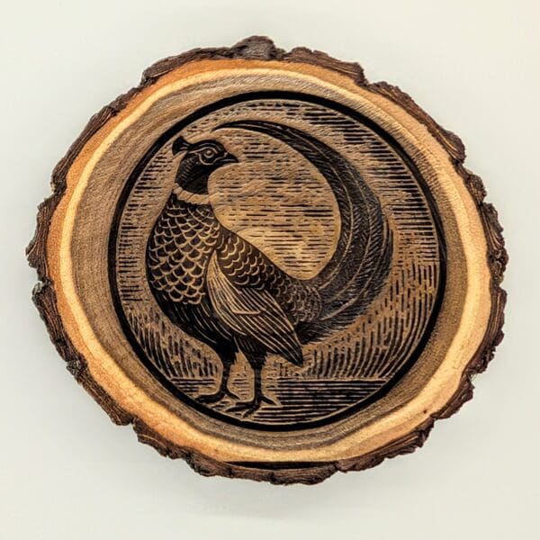 Custom wood pheasant cookie coaster