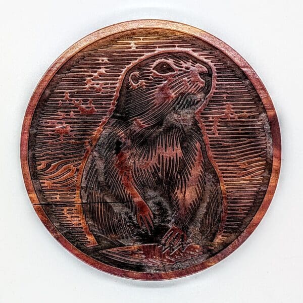 Custom wood prairie dog portrait coaster