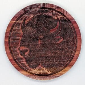 Custom wood buffalo potrait coaster