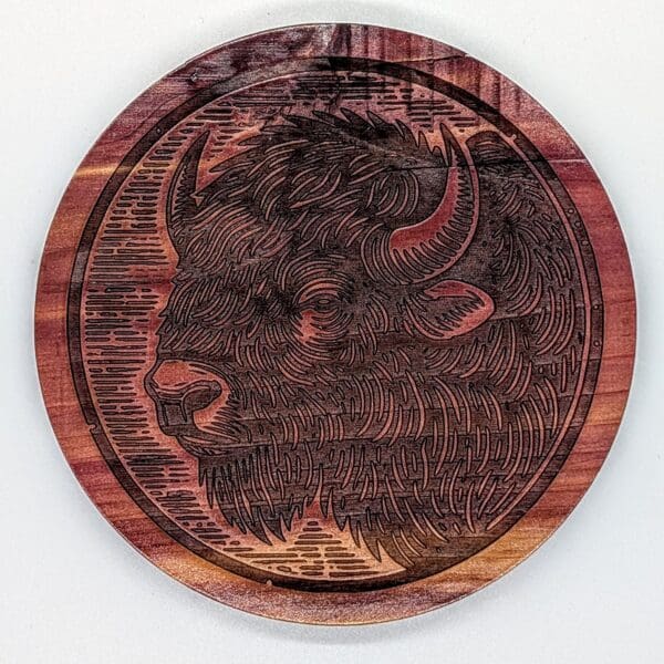 Custom wood buffalo potrait coaster