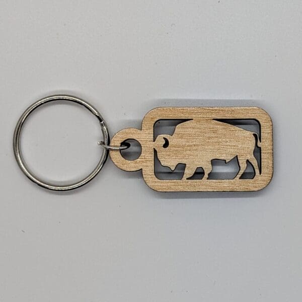 Custom bison wood keychain