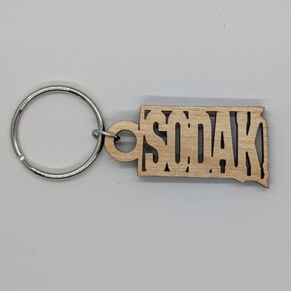 Custom South Dakota wood keychain