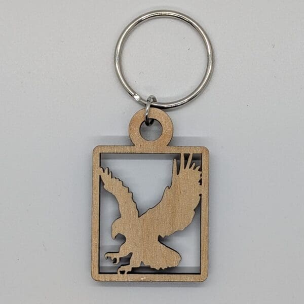 Custom wood bald eagle keychain