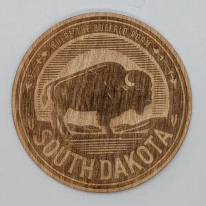 Custom wood sticker of a buffalo with where the buffalo roam South Dakota text