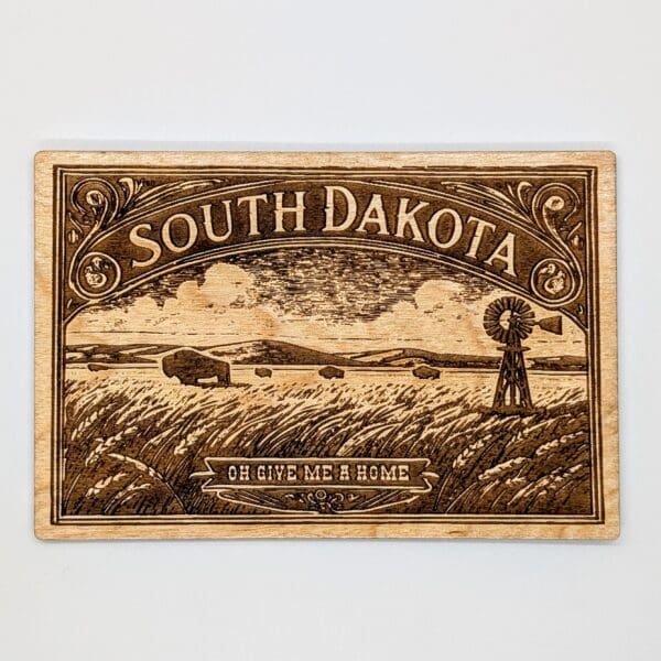 Wood carved South Dakota prairie postcard