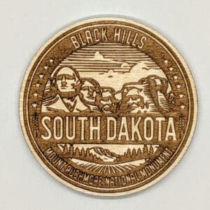 Wooden magnet of Mt. Rushmore National Monument in the Blak Hills of South Dakota