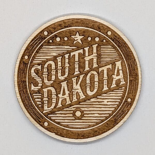 South Dakota simple wooden magnet