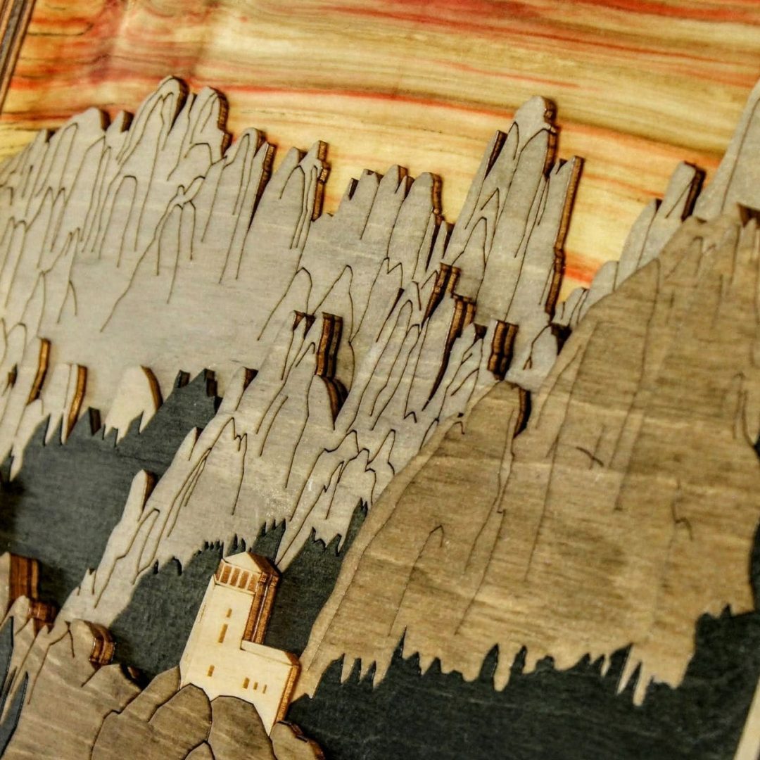 Custom Wooden Handcrafted 3D landscape of the Black Hills