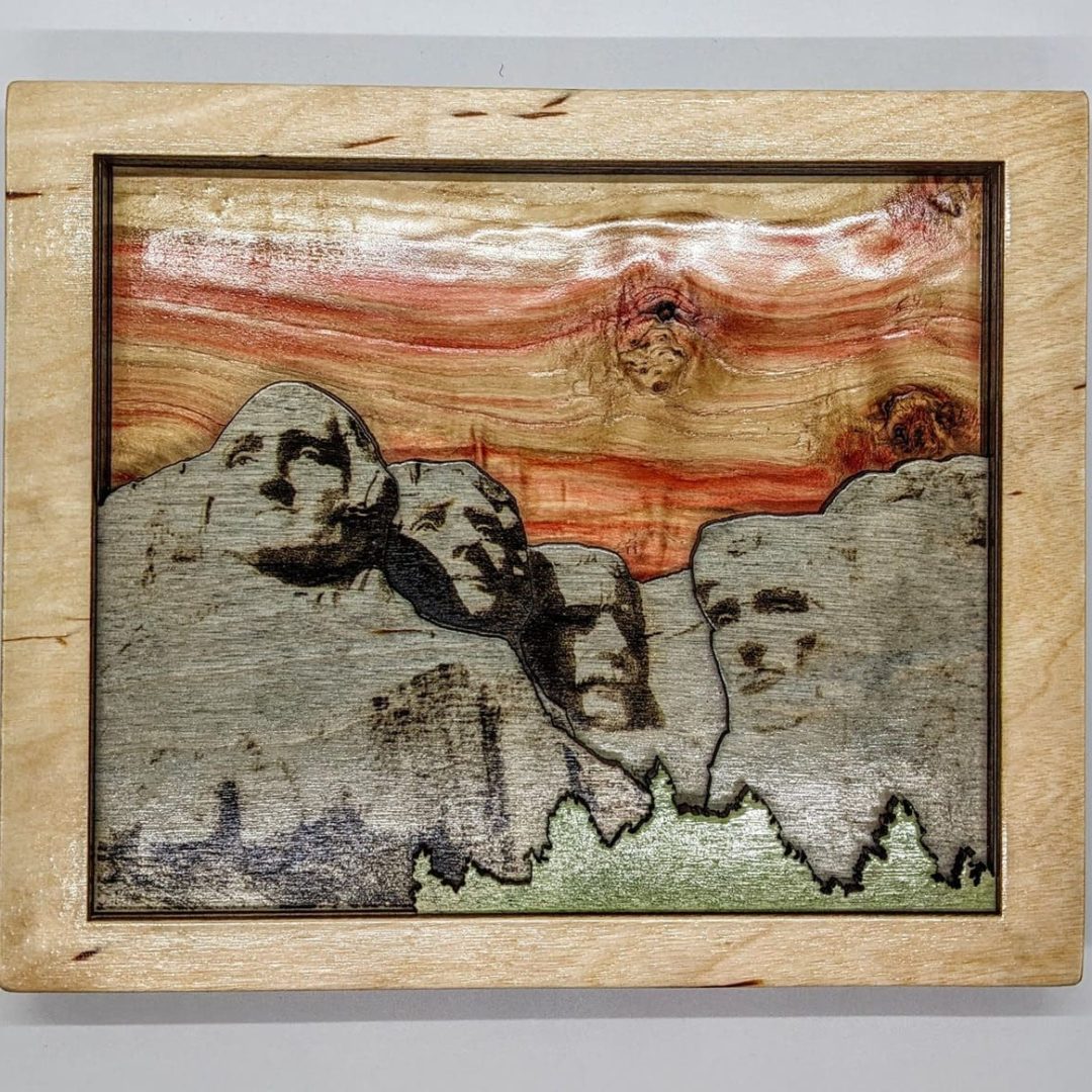 Mount Rushmore Hand Crafted Wood Art